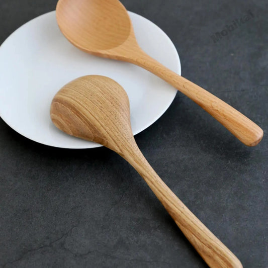 Set of 4 Beech Wood Soup Spoons – Japanese-Style Serving Spoons for Ramen, Rice & Noodles – Eco-Friendly Kitchen Utensils
