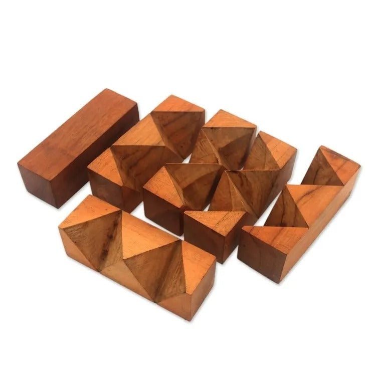 Artisan-Crafted Teak Wood Block Puzzle from Java – “Magical Blocks”