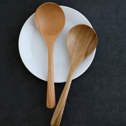 Set of 4 Beech Wood Soup Spoons – Japanese-Style Serving Spoons for Ramen, Rice & Noodles – Eco-Friendly Kitchen Utensils