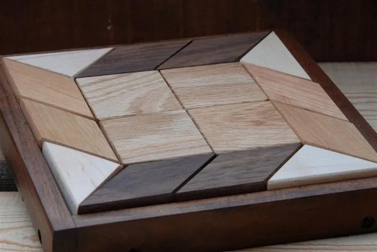 Handcrafted Solid Wood Quilter’s Puzzle – Elegant Brain Teaser for Home & Office