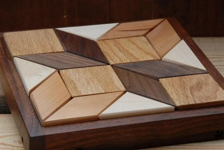 Handcrafted Solid Wood Quilter’s Puzzle – Elegant Brain Teaser for Home & Office