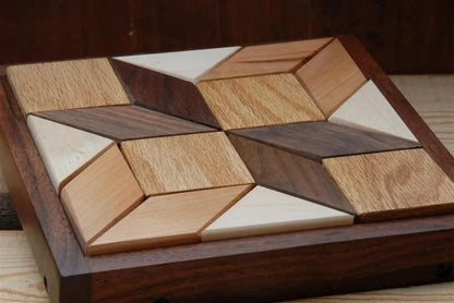 Handcrafted Solid Wood Quilter’s Puzzle – Elegant Brain Teaser for Home & Office