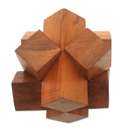 Artisan-Crafted Teak Wood Block Puzzle from Java – “Magical Blocks”