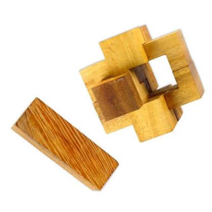 Handmade 6-Piece Wooden Puzzle from Thailand – “Wood Burr”