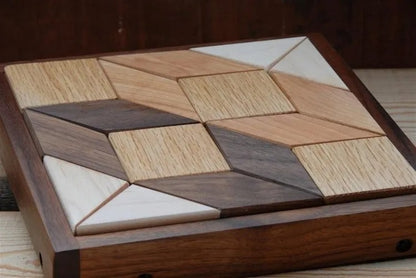 Handcrafted Solid Wood Quilter’s Puzzle – Elegant Brain Teaser for Home & Office