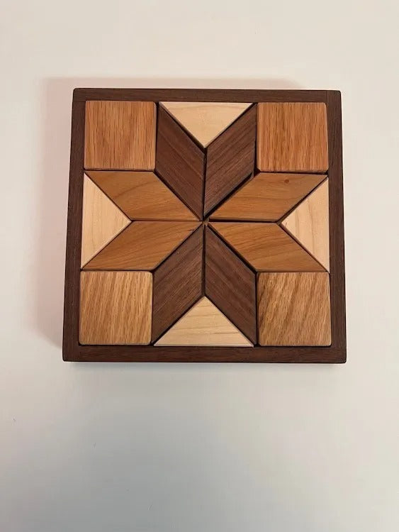Handcrafted Solid Wood Quilter’s Puzzle – Elegant Brain Teaser for Home & Office