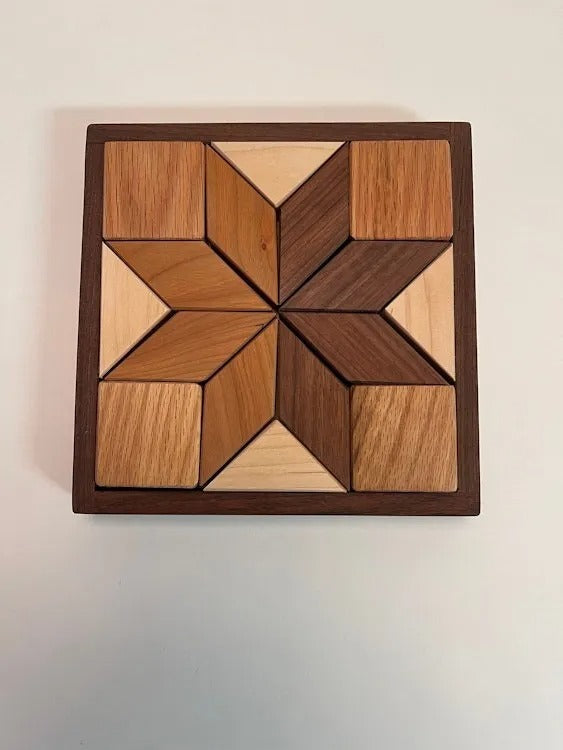 Handcrafted Solid Wood Quilter’s Puzzle – Elegant Brain Teaser for Home & Office