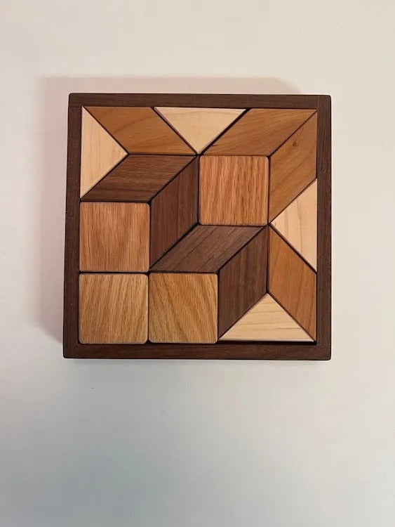 Handcrafted Solid Wood Quilter’s Puzzle – Elegant Brain Teaser for Home & Office