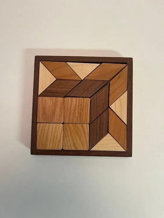 Handcrafted Solid Wood Quilter’s Puzzle – Elegant Brain Teaser for Home & Office